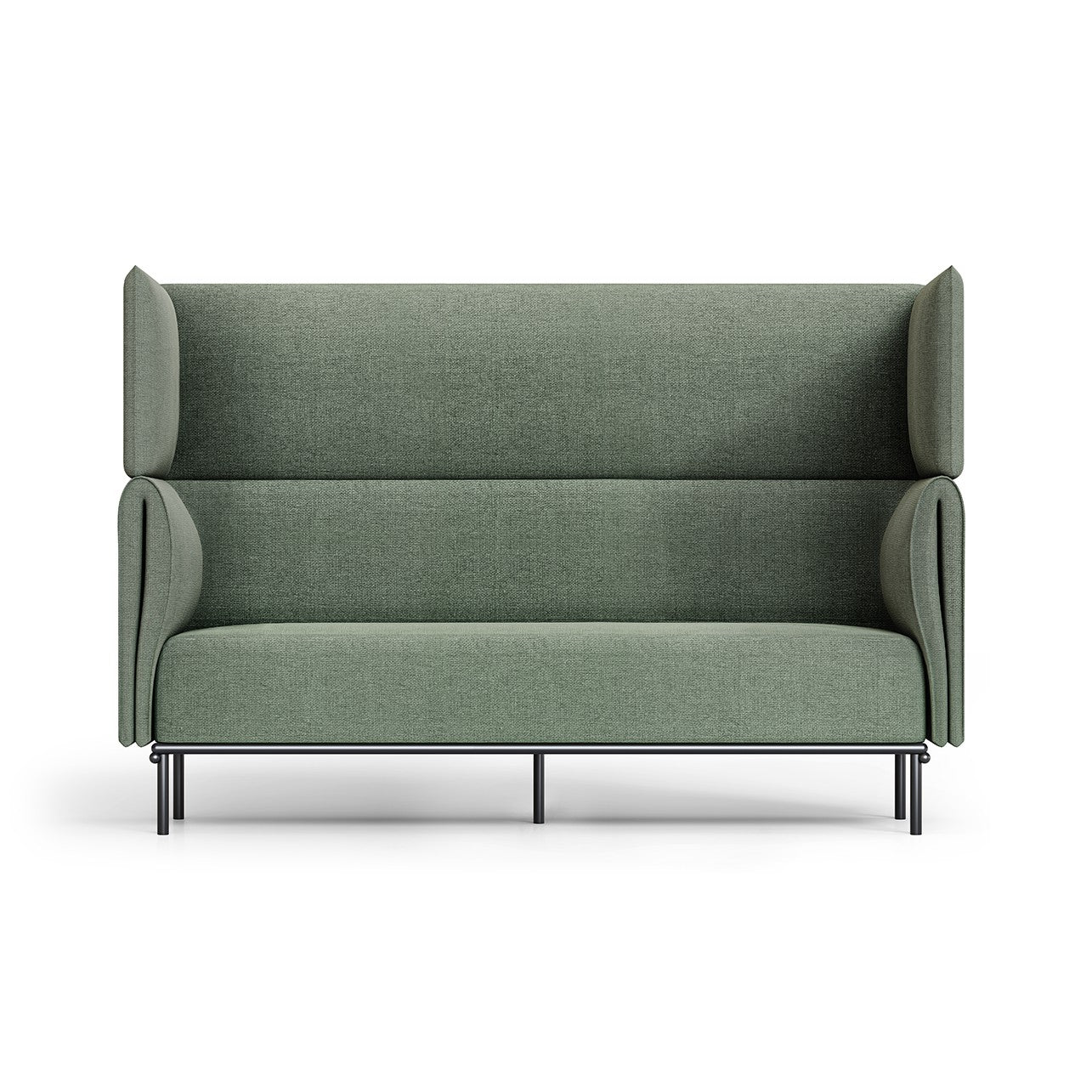 Front view of Velto 3 Seater Lounge with high back and black base