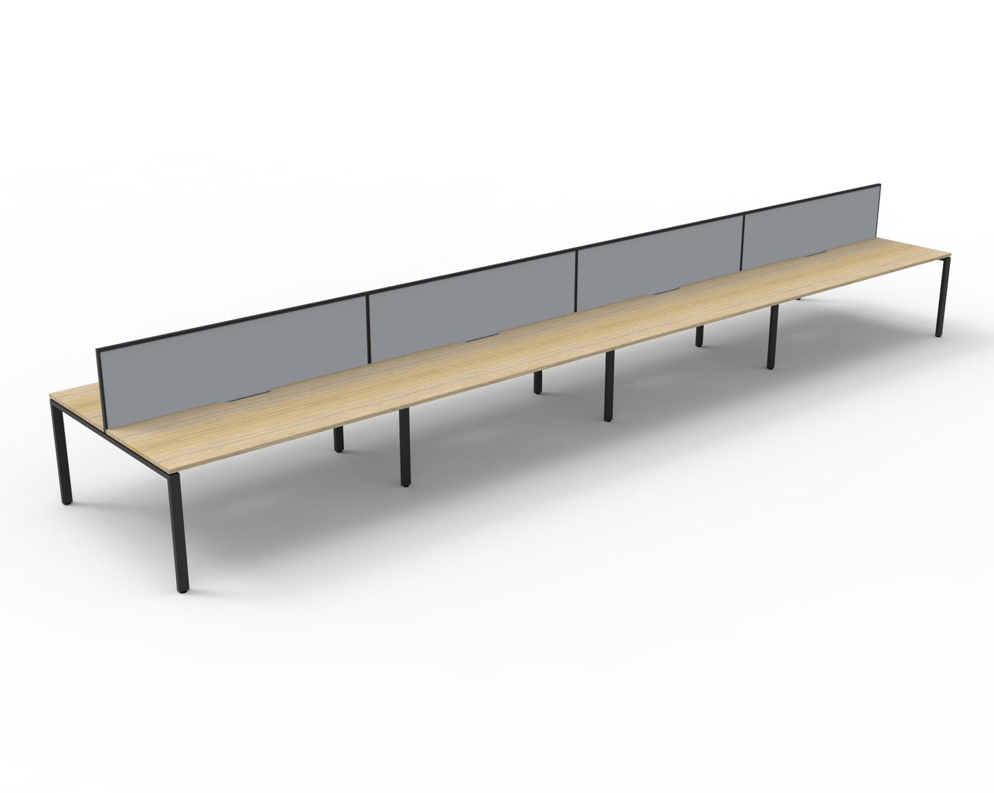 Infinity 8 Person Profile Leg Workstation with privacy screens