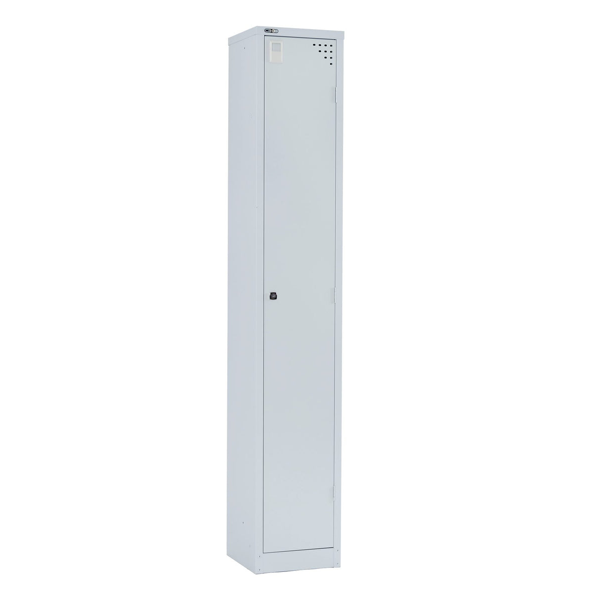 GO Steel 1 Door Locker Hire in silver grey - front view