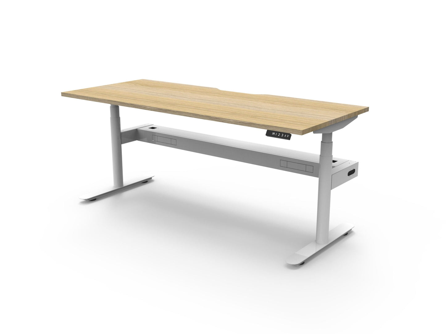Halo+ Single Sided Desk natural oak finish product view for office furniture hire