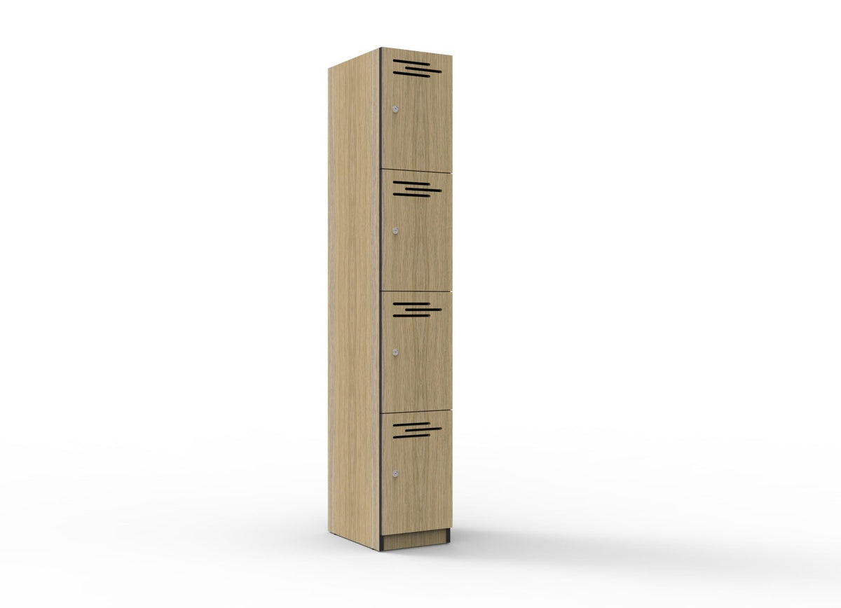 4 Door Melamine Locker Hire in black - front view