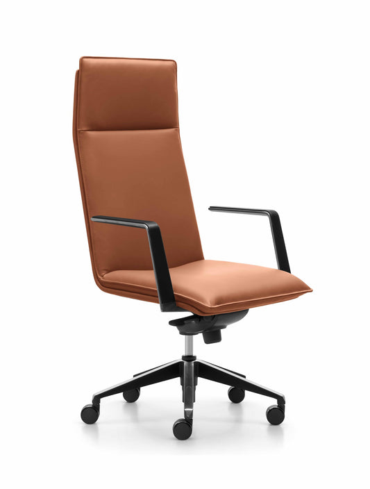 Mirage High Back Executive Chair in tan genuine leather front view