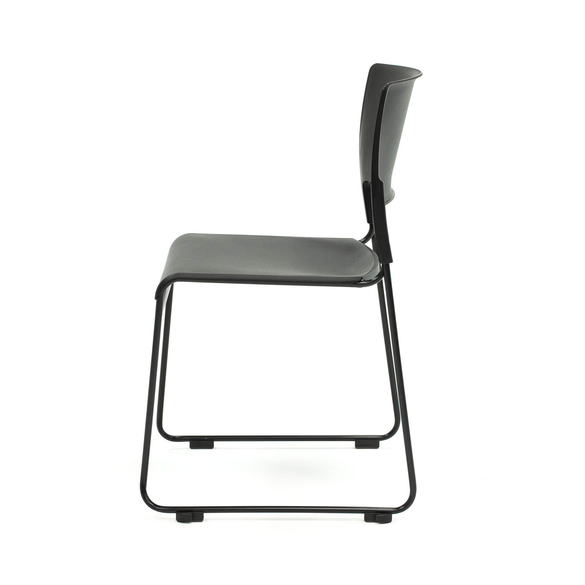 Apollo Sled Base Stacking Chair Hire in black - angled view