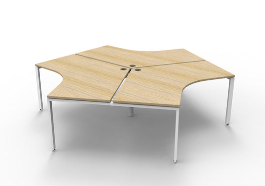 Infinity 120 Degree Workstation - Profile Leg Hire in white - angled view