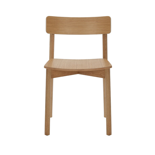 Arlo Chair American Oak side view showing timber seat profile
