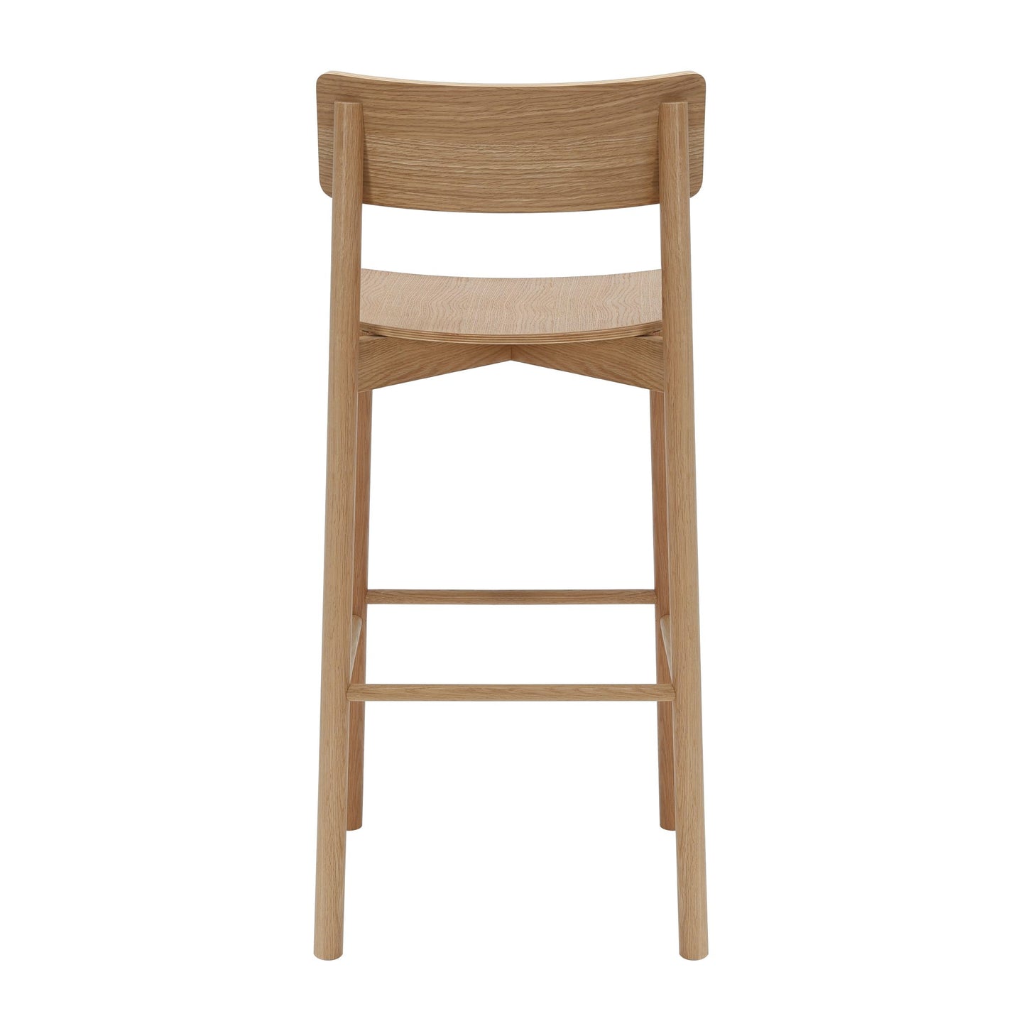 Arlo High Stool American Oak detail view of natural oak construction