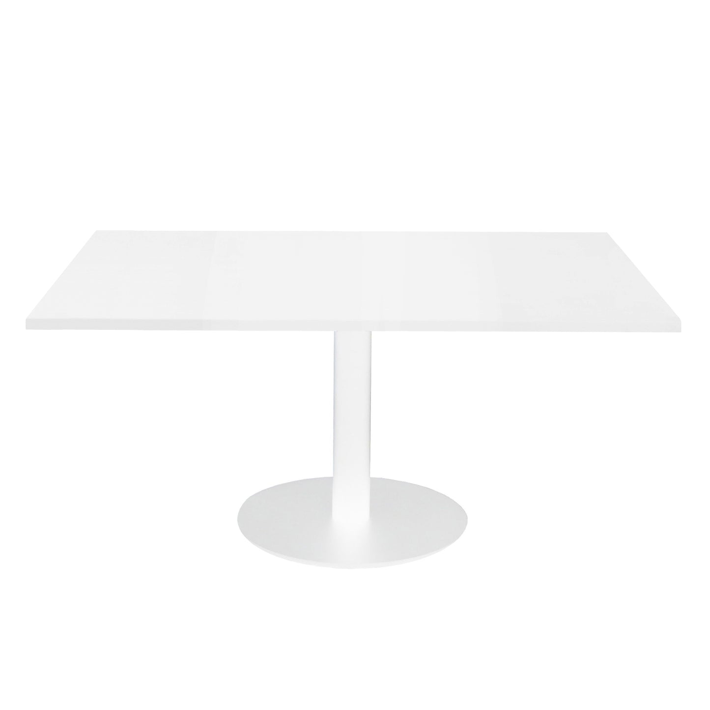 Estilo Square Coffee Table natural white top with white satin disc base