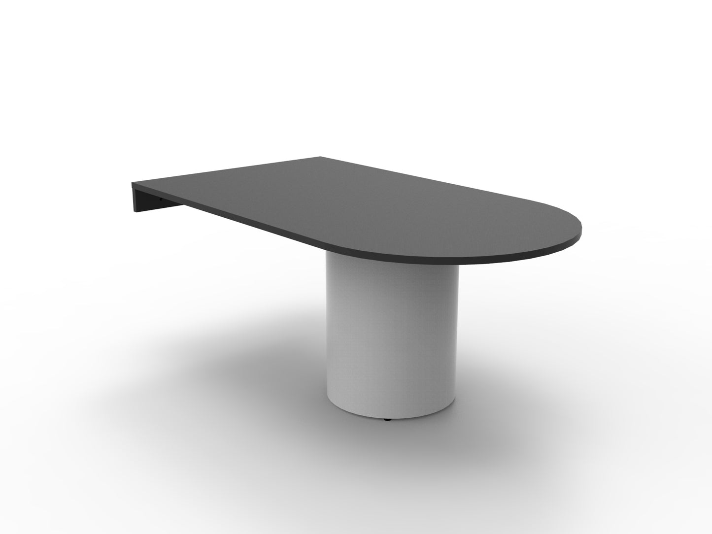 Drum Base D End Table black melamine top with white disc base
