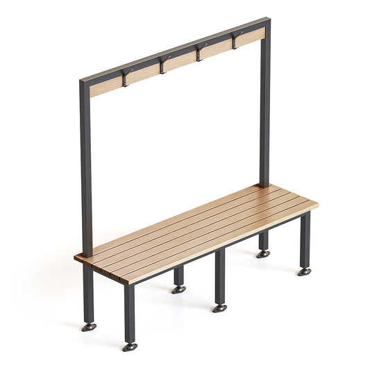 Bench Seat with Overhead Hanging Rail angled view showing hanging rail