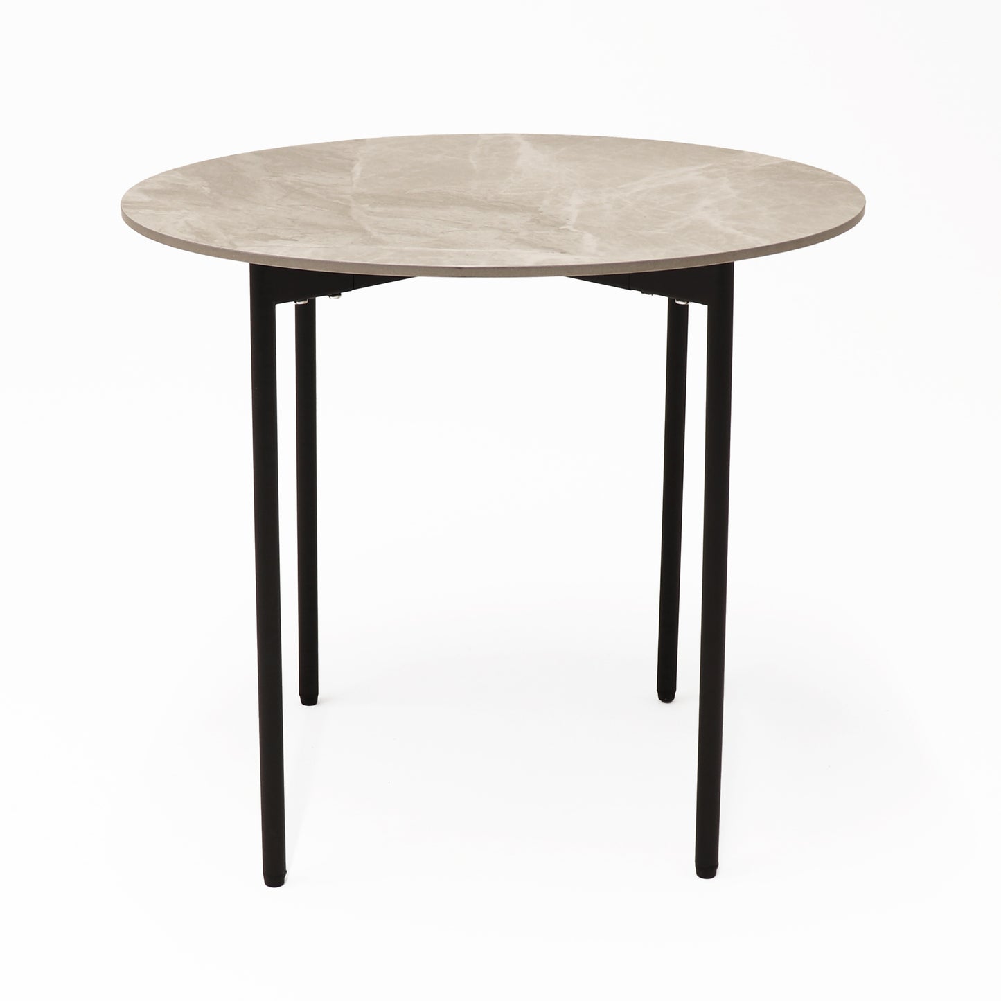 Nido Stone Side Table side view with cross brace underframe