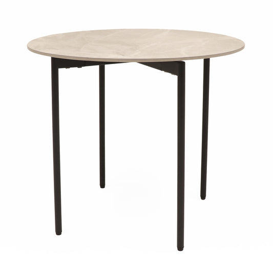 Nido Stone Side Table angled view showing round stone top