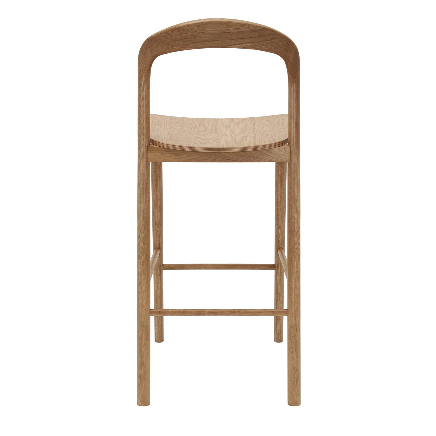 Nodo High Stool American Oak detail view of natural oak construction