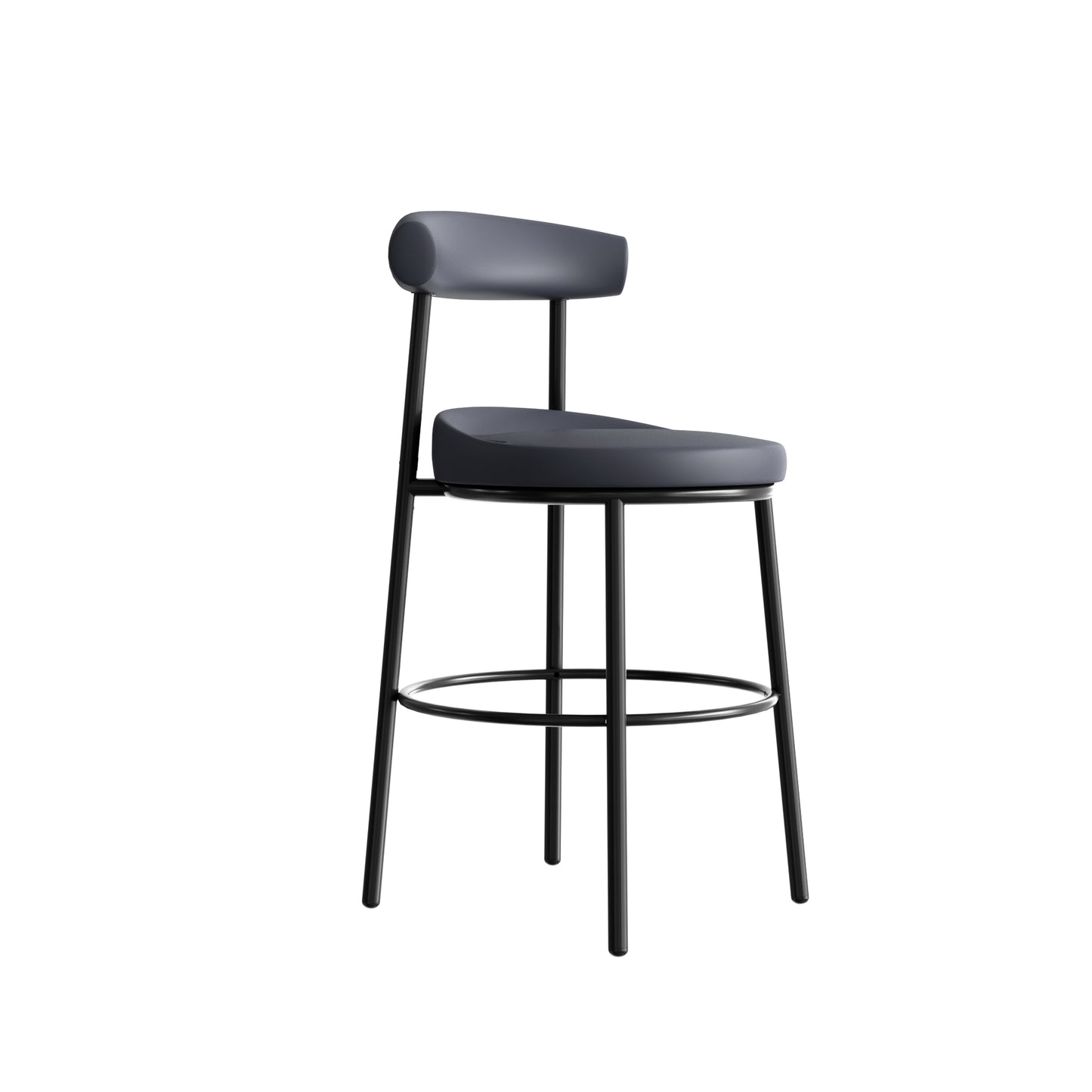 Nyx Bar Stool 650H French Navy finish side view with backrest