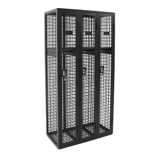 Steel Mesh 3 Door Locker angled view showing mesh doors