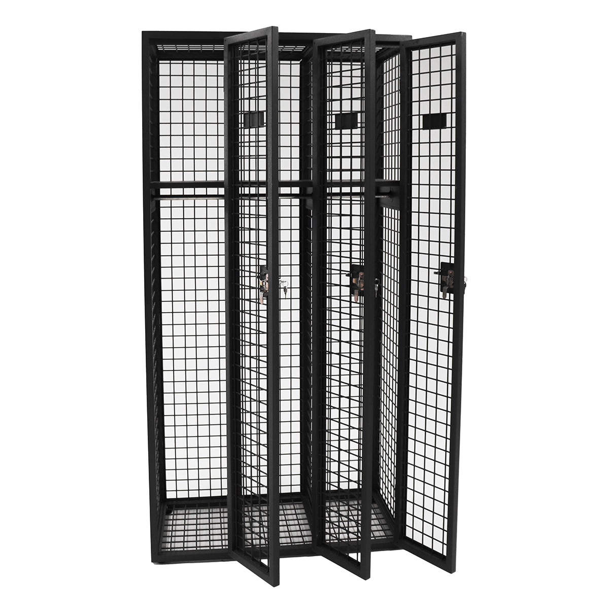Steel Mesh 3 Door Locker detail view of lockable mesh storage