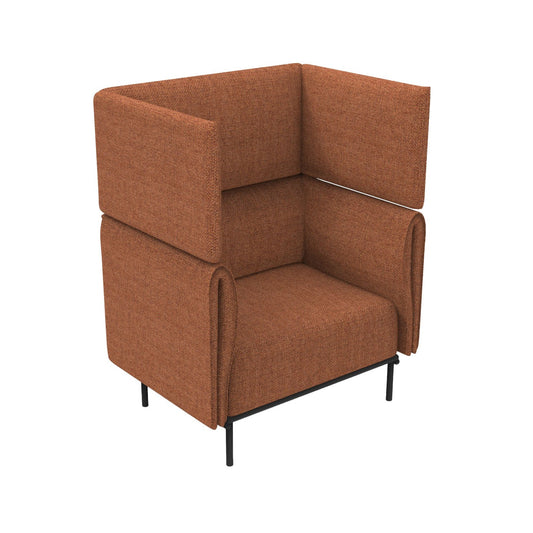 Velto 1 Seater Acoustic Lounge in rust upholstery with black base