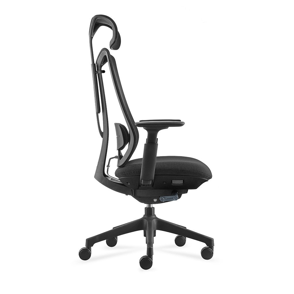 Side view of Titan executive office chair with adjustable headrest