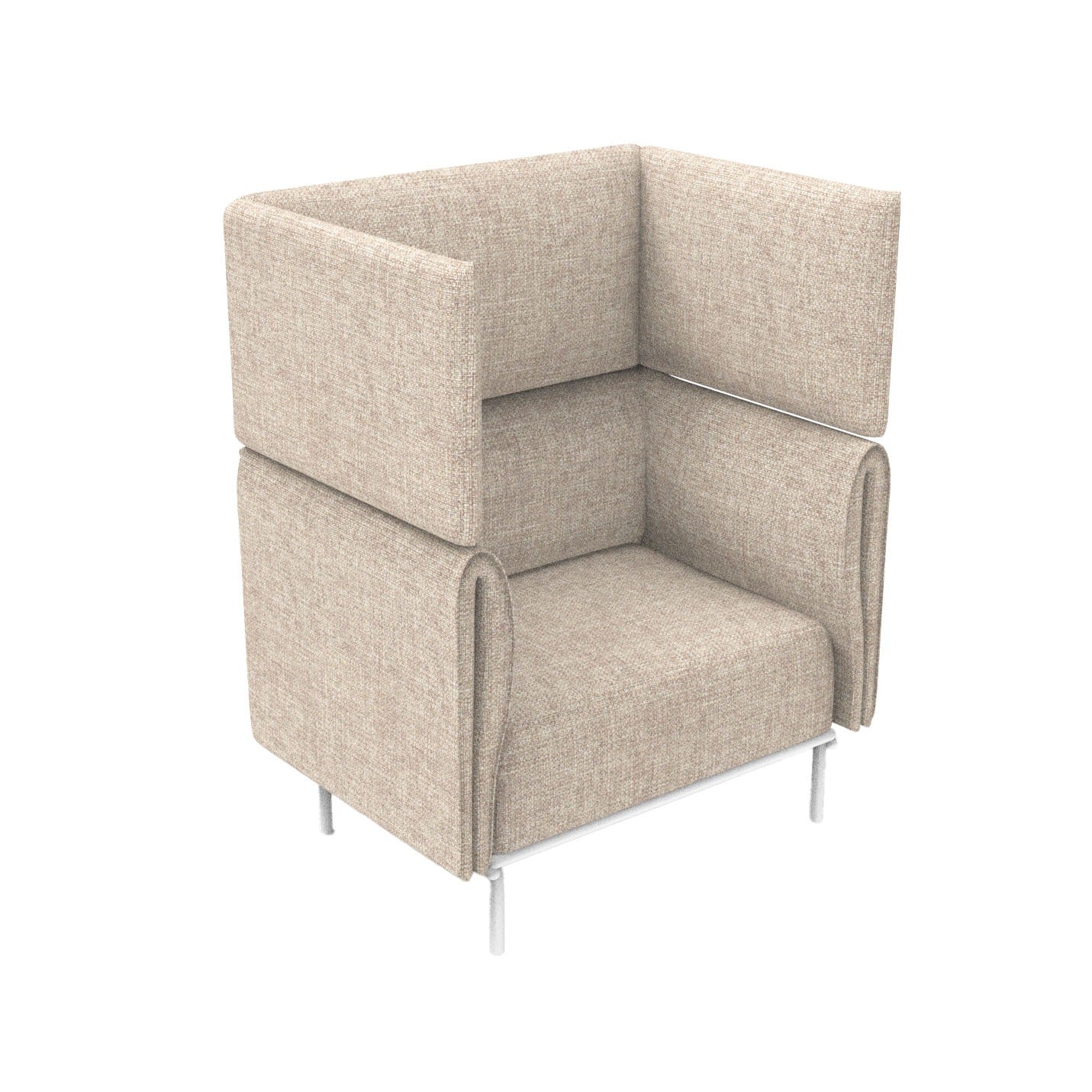 Velto 1 Seater Acoustic Lounge in stone upholstery with white base