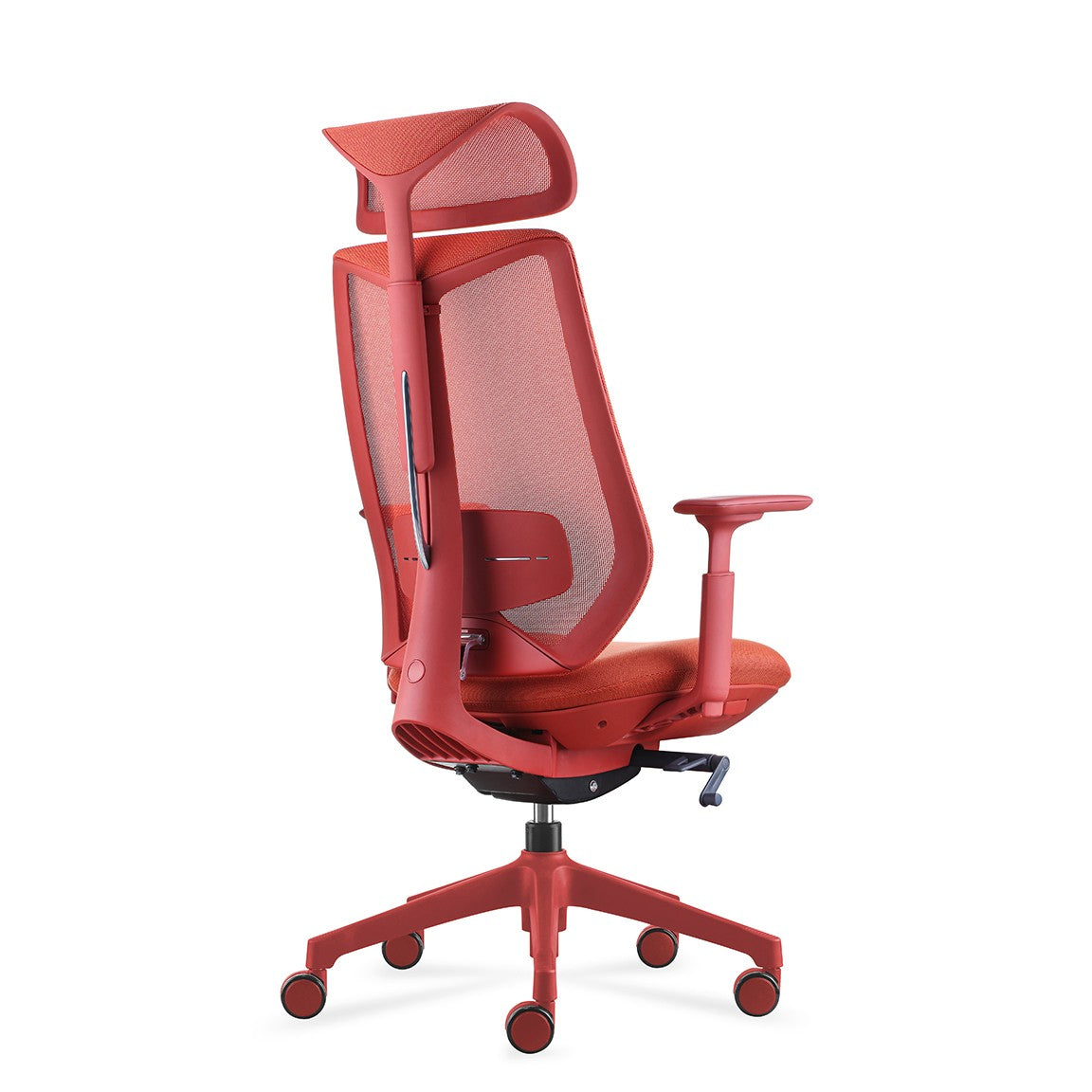 Titan High Back Chair in coral with mesh back and headrest