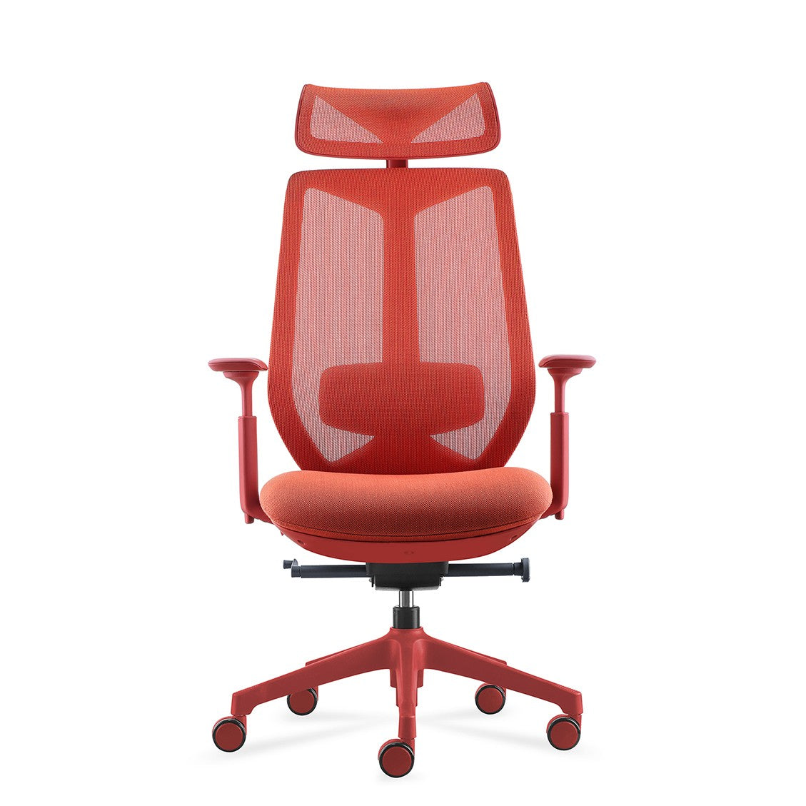 Front view of coral Titan High Back Chair with lumbar support