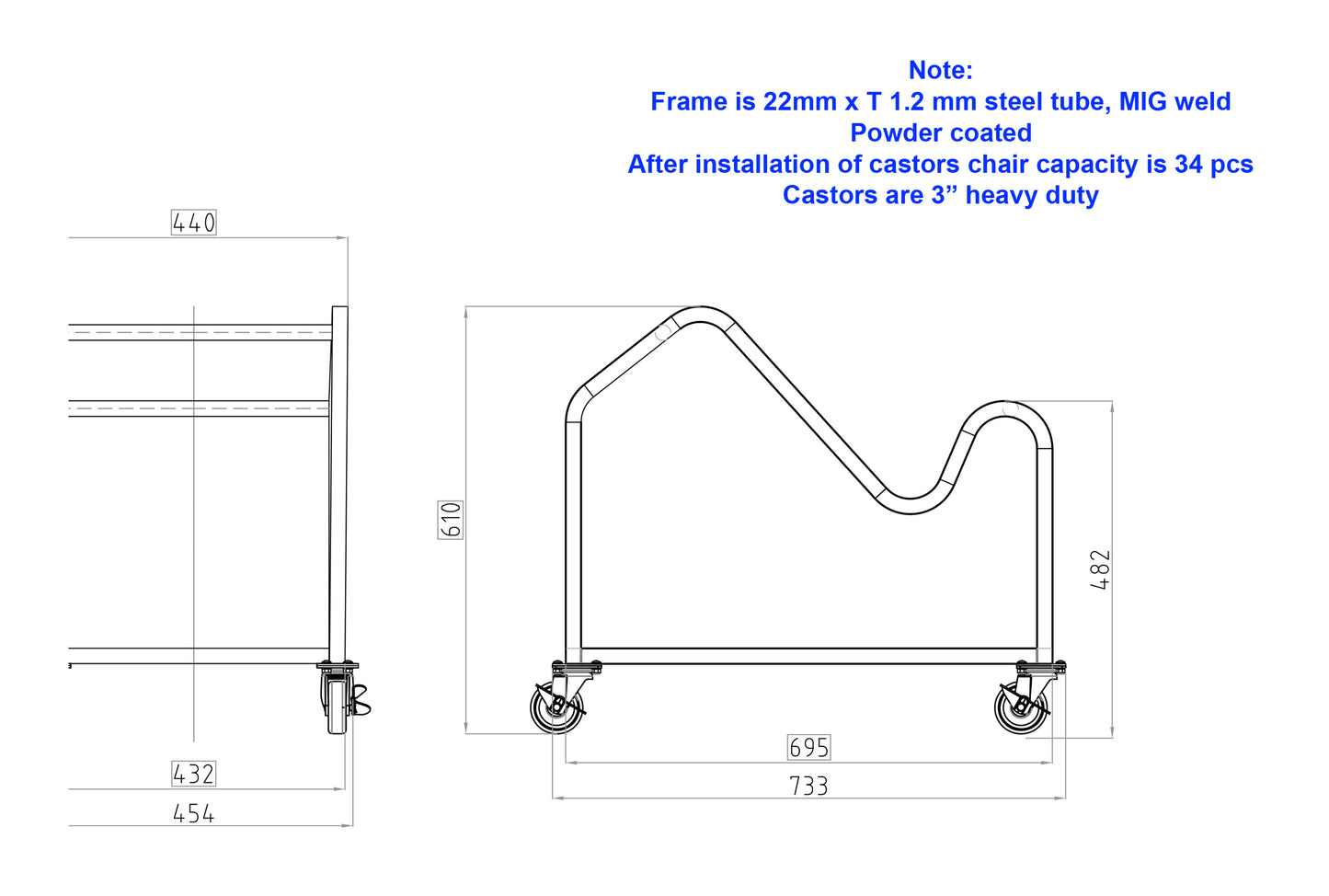 Apollo Chair Trolley product view for office furniture hire