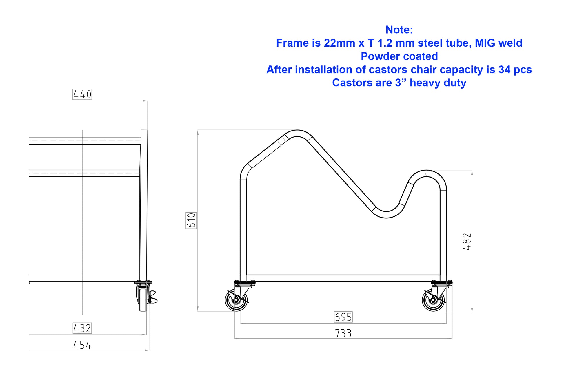 Apollo Chair Trolley product view for office furniture hire