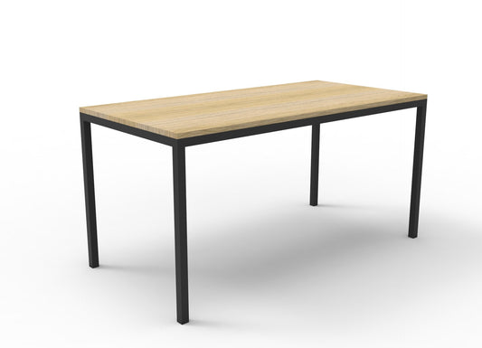 Drafting Height Steel Frame Table Hire in natural oak - primary view