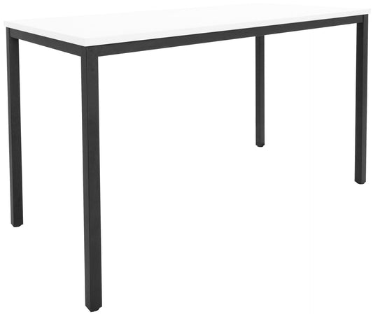 Drafting Height Steel Frame Table Hire in natural white - front view