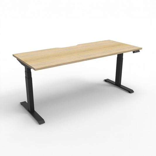 Boost+ Single Sided Workstation with Natural Oak top and Black Satin frame