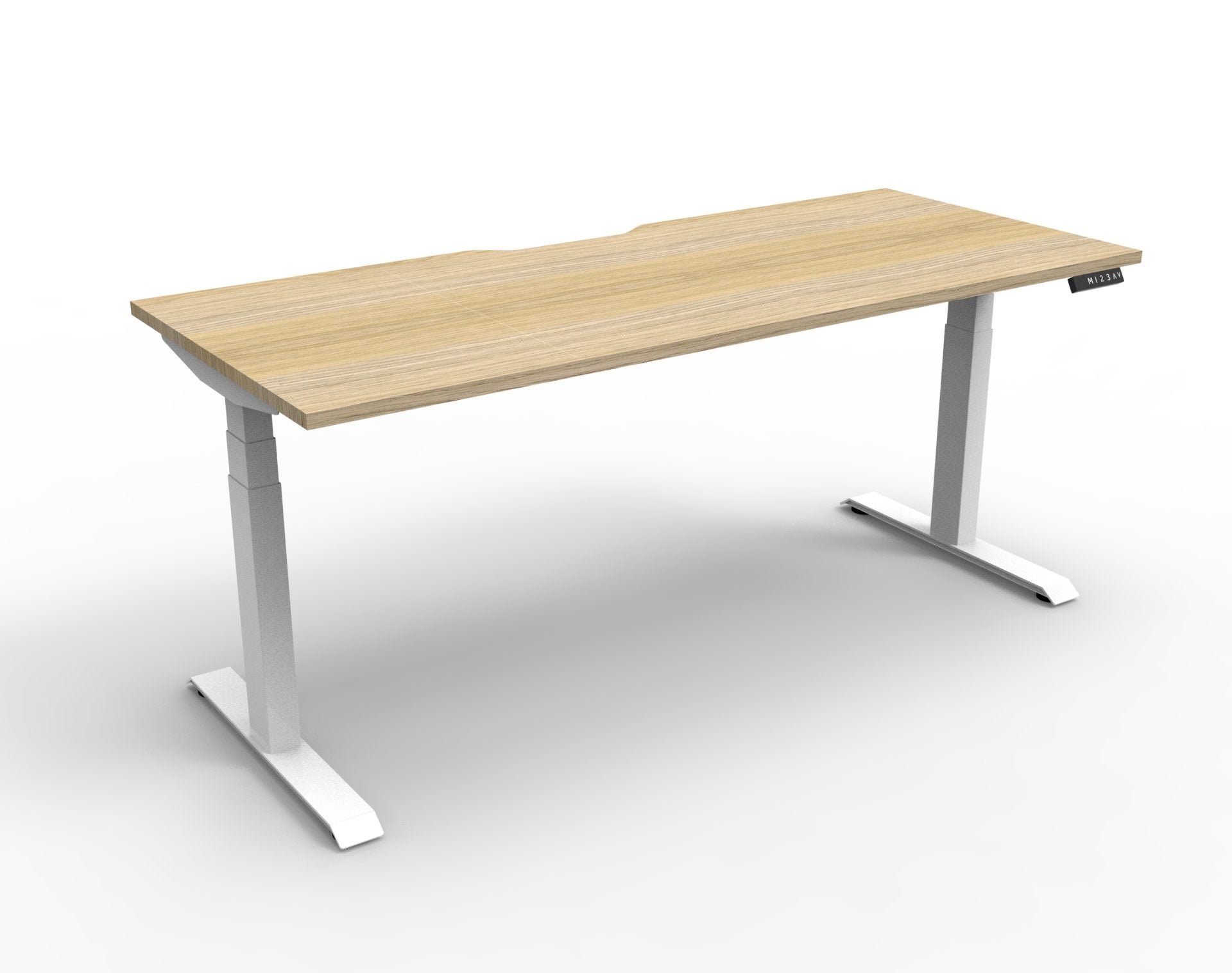 Boost+ Single Sided Workstation with Natural Oak top and White Satin frame