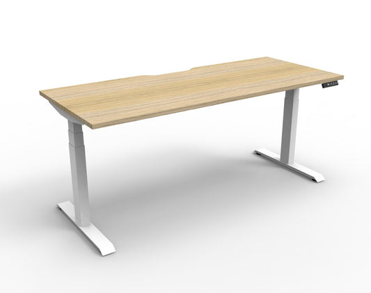 Boost+ Single Sided Workstation with Natural Oak top and White Satin frame