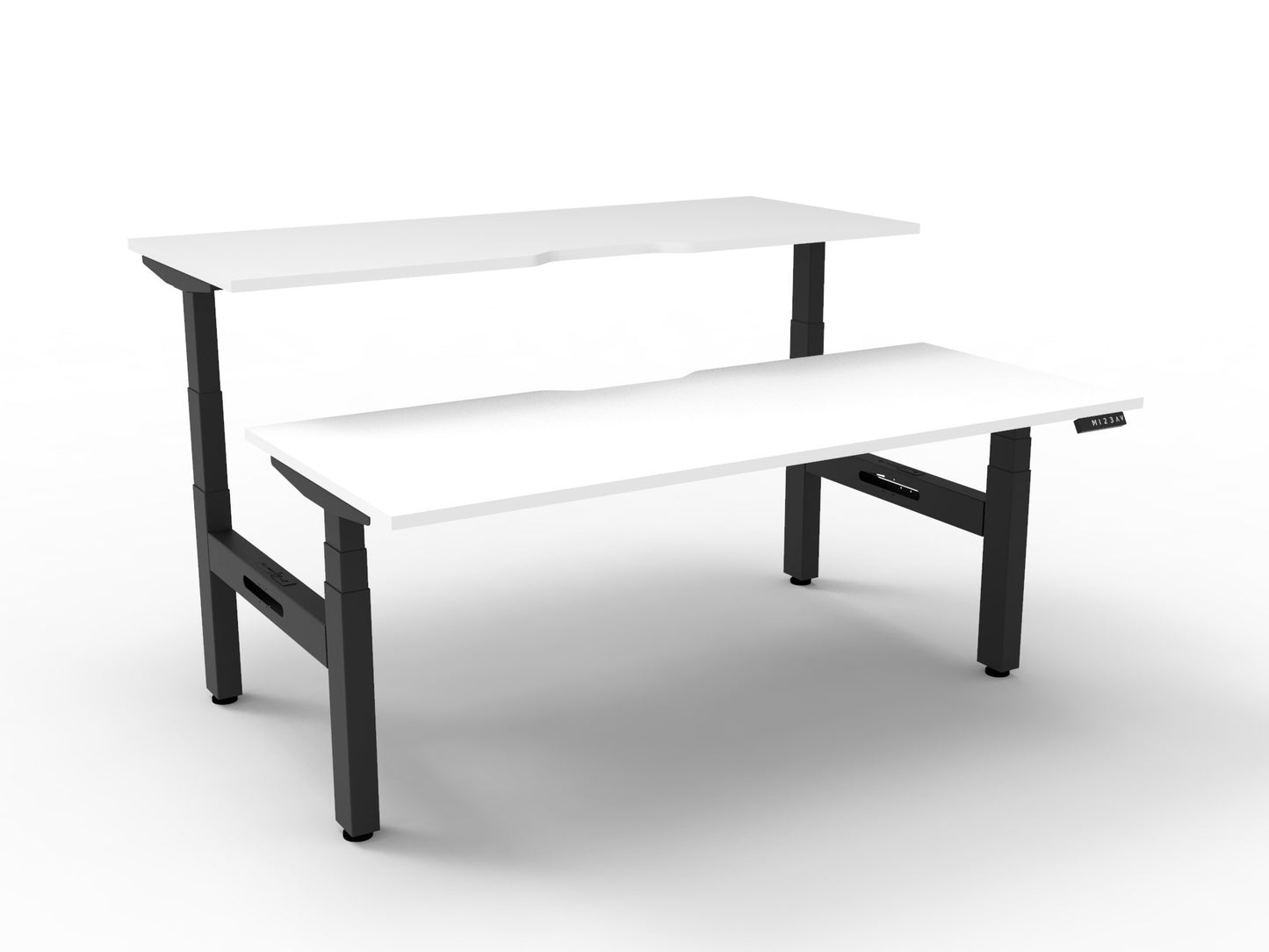 Boost+ Back to Back Workstation Without Cable Tray / Natural White Top & Black Satin Frame / N/A / Without Screen / 1500mm W x 750mm D product view for office furniture hire