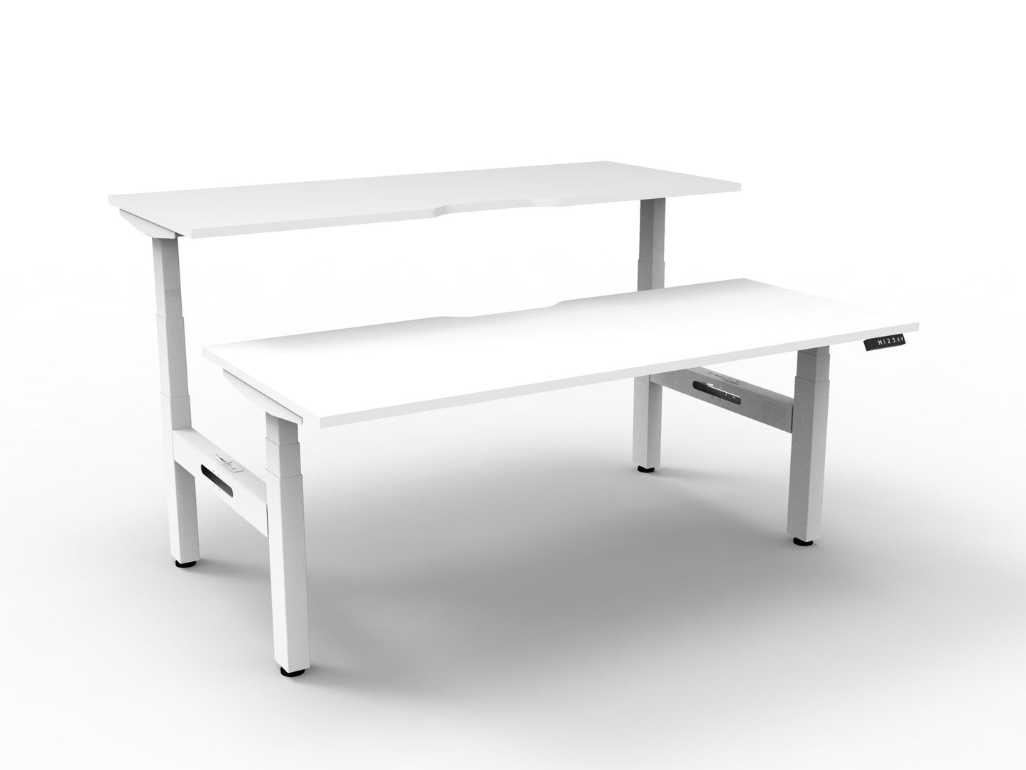 Boost+ Back to Back Workstation Without Cable Tray / Natural White Top & White Satin Frame / N/A / Without Screen / 1500mm W x 750mm D product view for office furniture hire