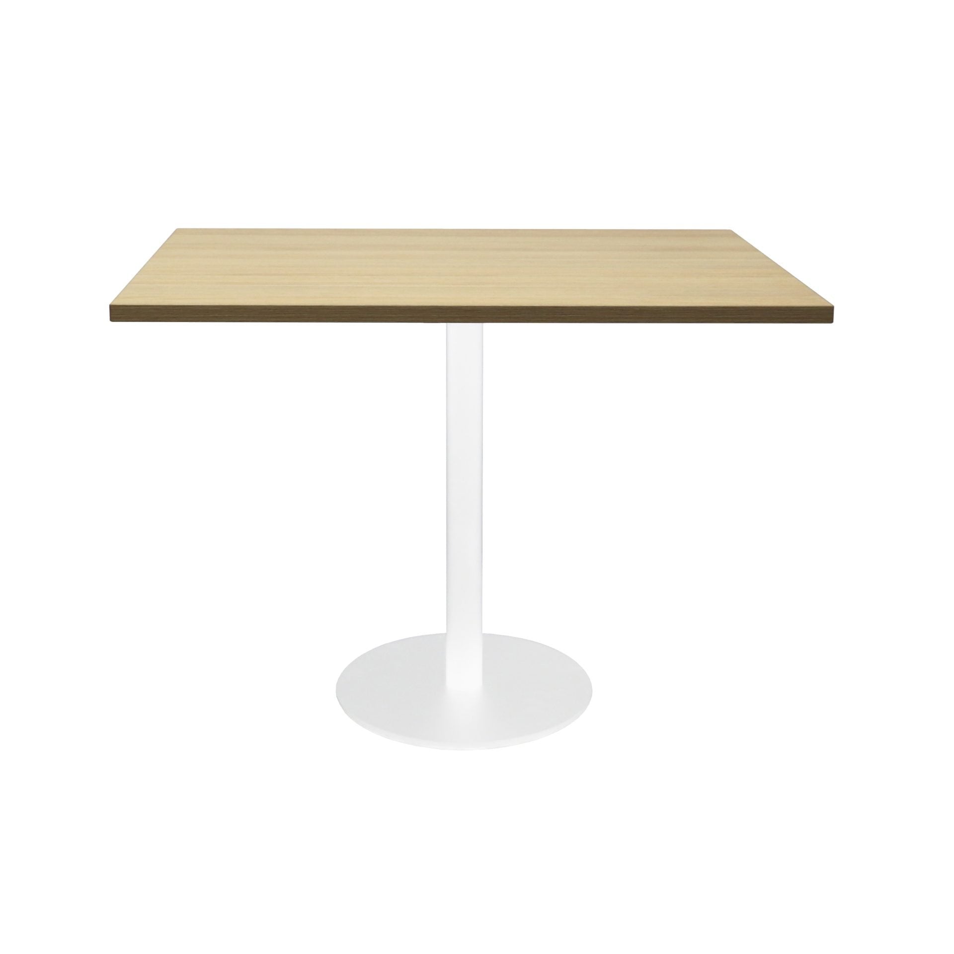 Estilo Square Meeting Table Natural Oak Top & White Satin Base product view for office furniture hire