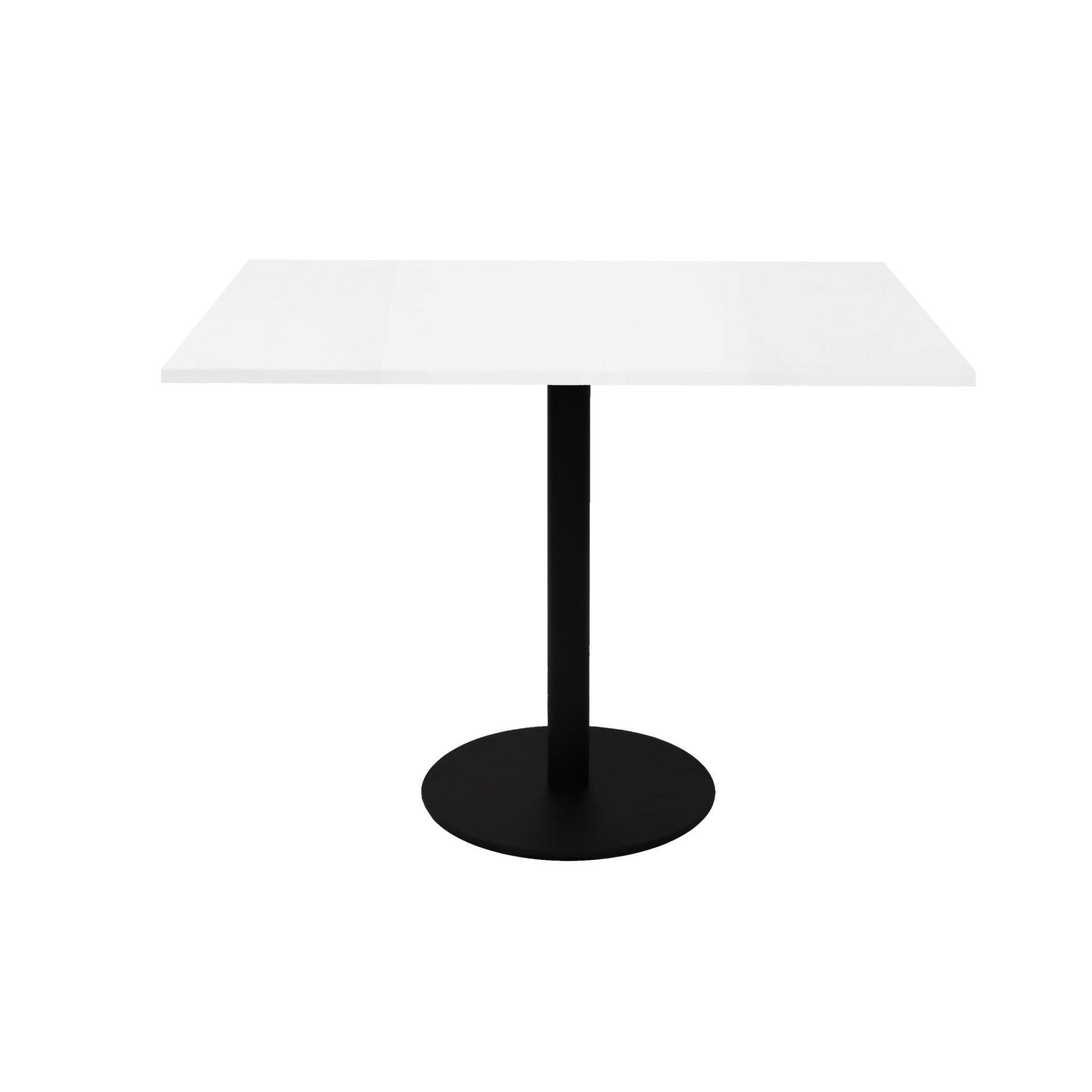 Estilo Square Meeting Table Natural White Top & Black Satin Base product view for office furniture hire