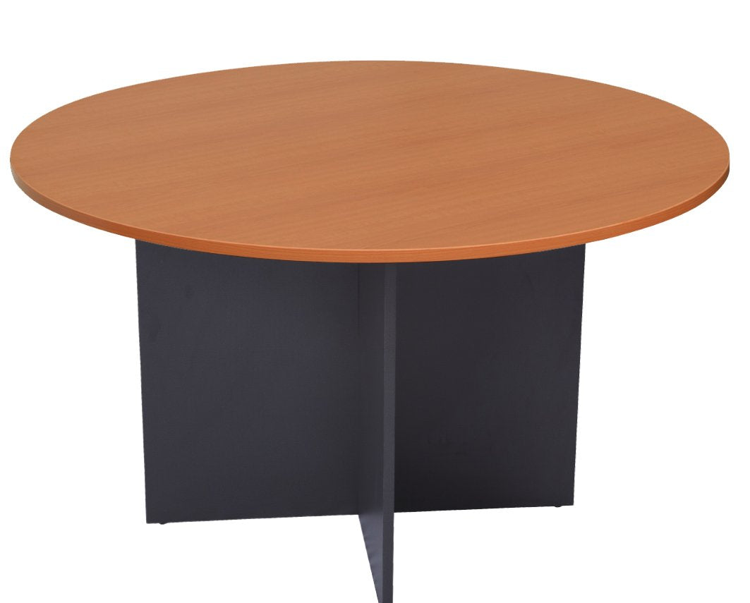 Rapid Worker Round Table Cherry Top & Ironstone Base / 1200mm DIA product view for office furniture hire
