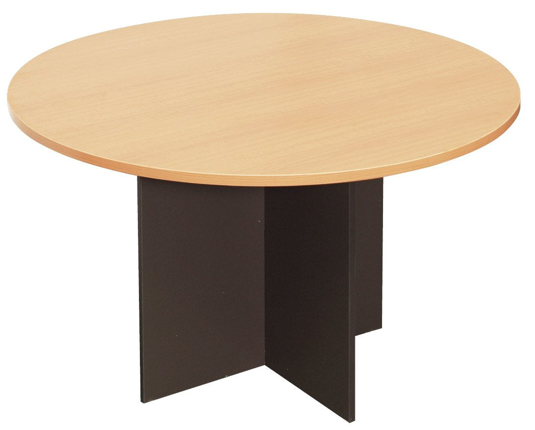 Rapid Worker Round Table Beech Top & Ironstone Base / 900mm DIA product view for office furniture hire