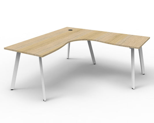 Eternity Leg Corner Workstation Hire in white - front view