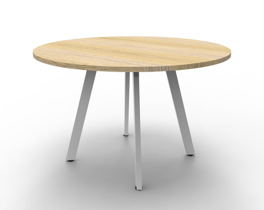 Eternity Meeting Table Round Hire in white - front view