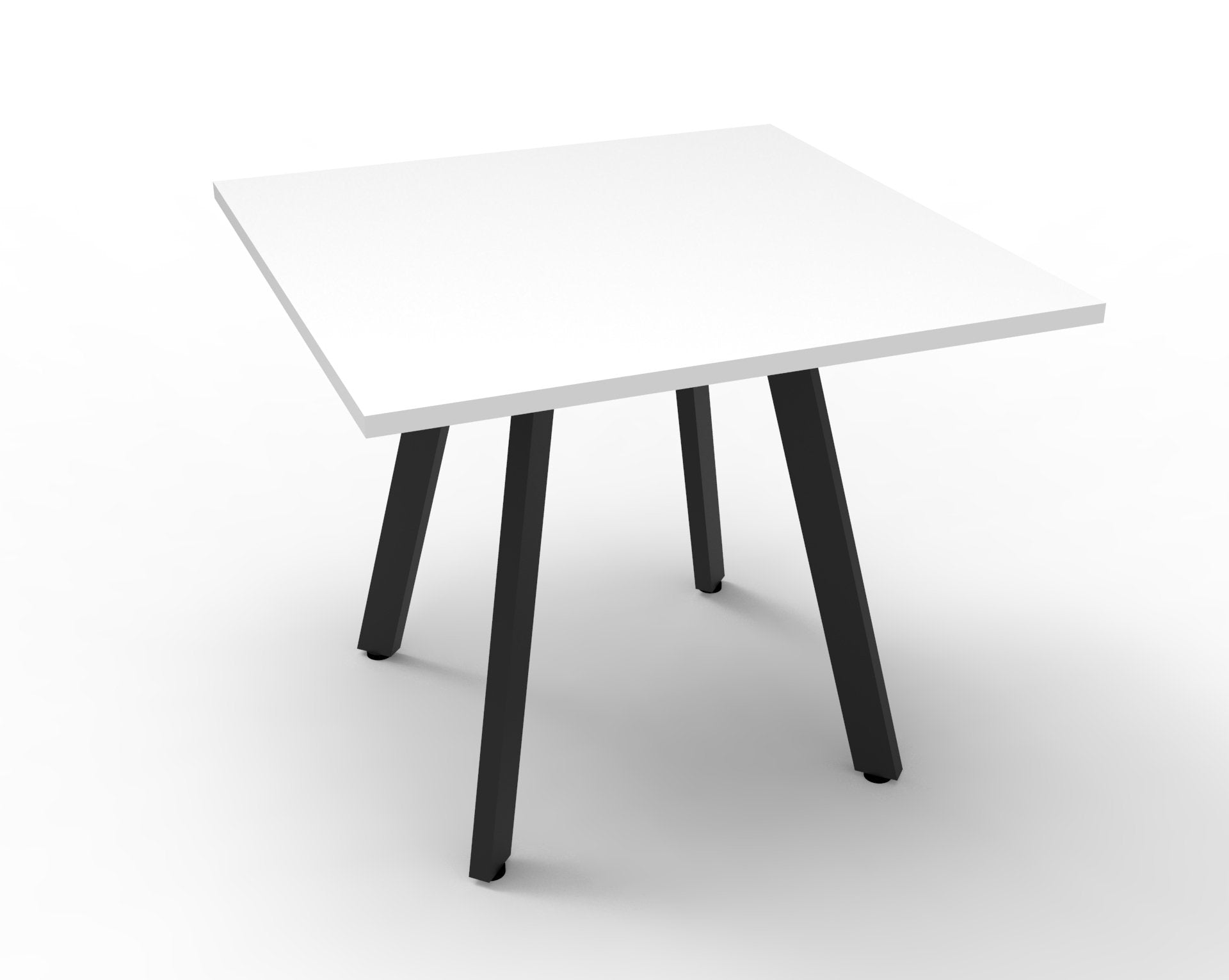 Eternity Meeting Table Square Natural White Top & Black Satin Base product view for office furniture hire