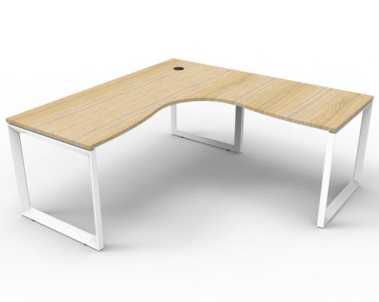 Infinity Loop Leg Corner Workstation Hire in white - front view