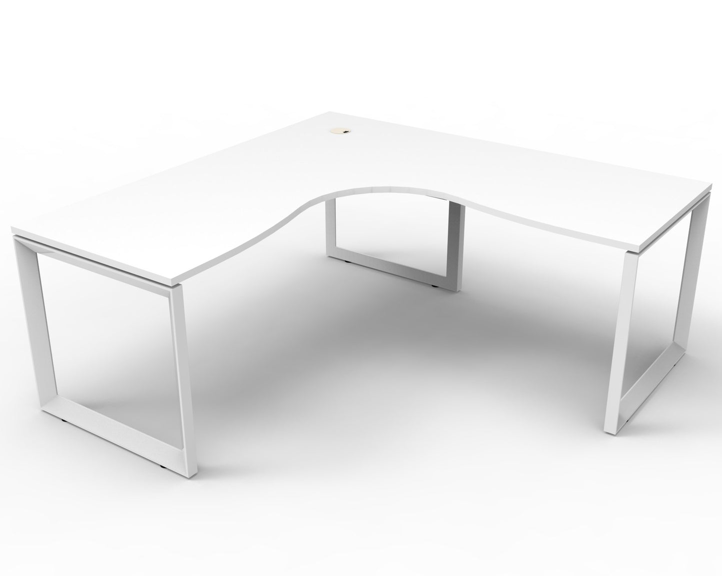 Infinity Loop Leg Corner Workstation Natural White Top & White Satin Base / N/A / Without Screen / 1500mm W x 1500mm W x 750mm D / Standalone Corner Workstation product view for office furniture hire