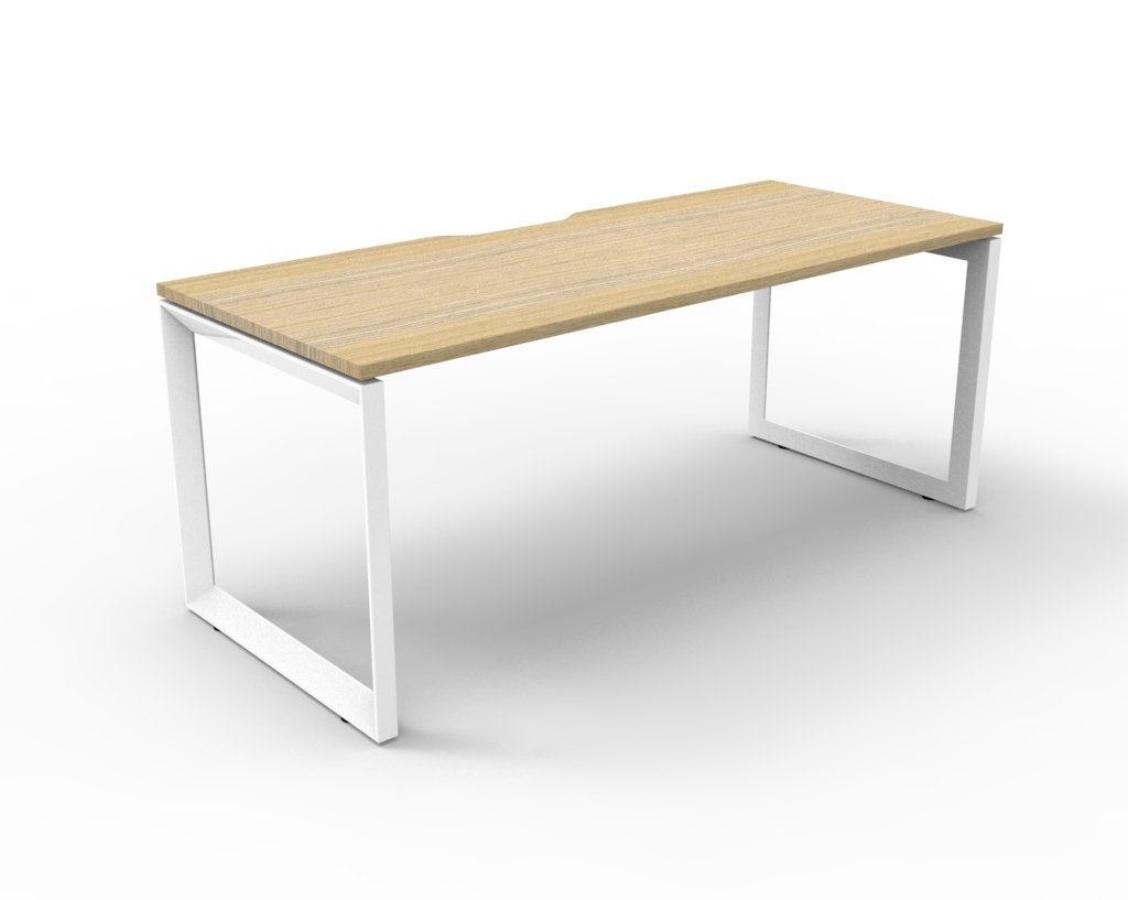 Infinity Single Sided Loop Leg Workstation natural oak finish product view for office furniture hire