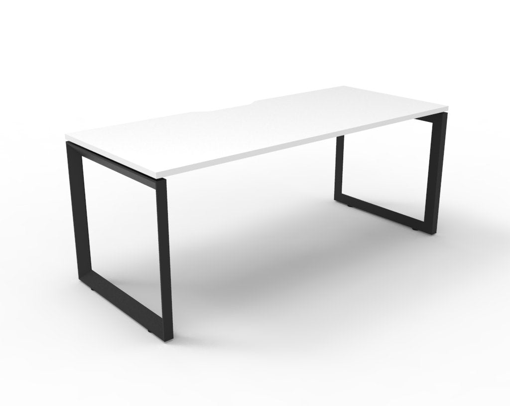 Infinity Single Sided Loop Leg Workstation natural white finish product view for office furniture hire