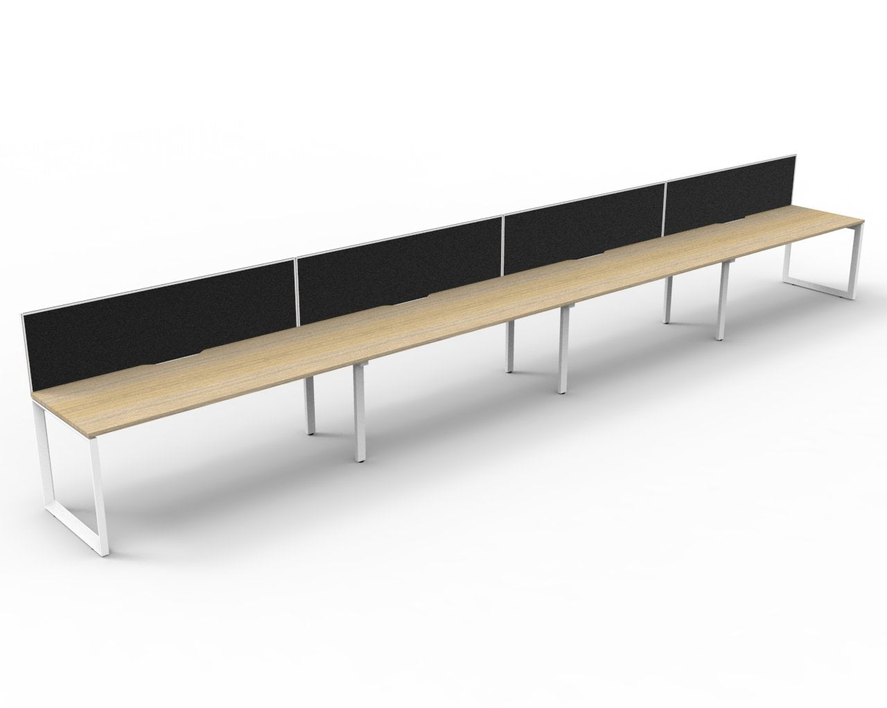 Infinity Single Sided Loop Leg Workstation natural oak finish product view for office furniture hire