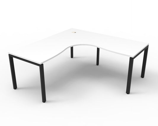 Infinity Profile Leg Corner Workstation Hire in black - front view