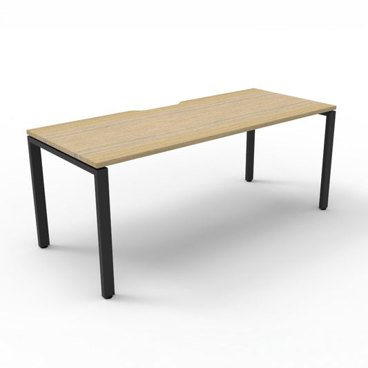 Infinity Single Sided Profile Leg Workstation natural oak finish product view for office furniture hire