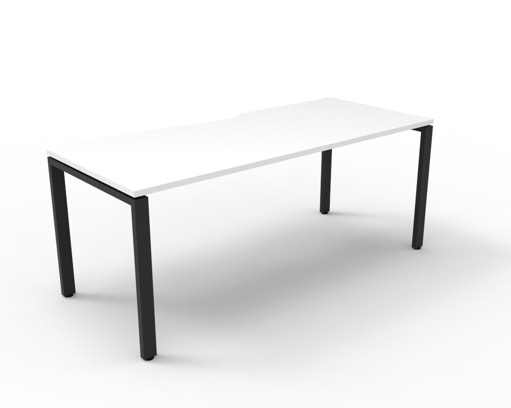 Infinity Single Sided Profile Leg Workstation natural white finish product view for office furniture hire