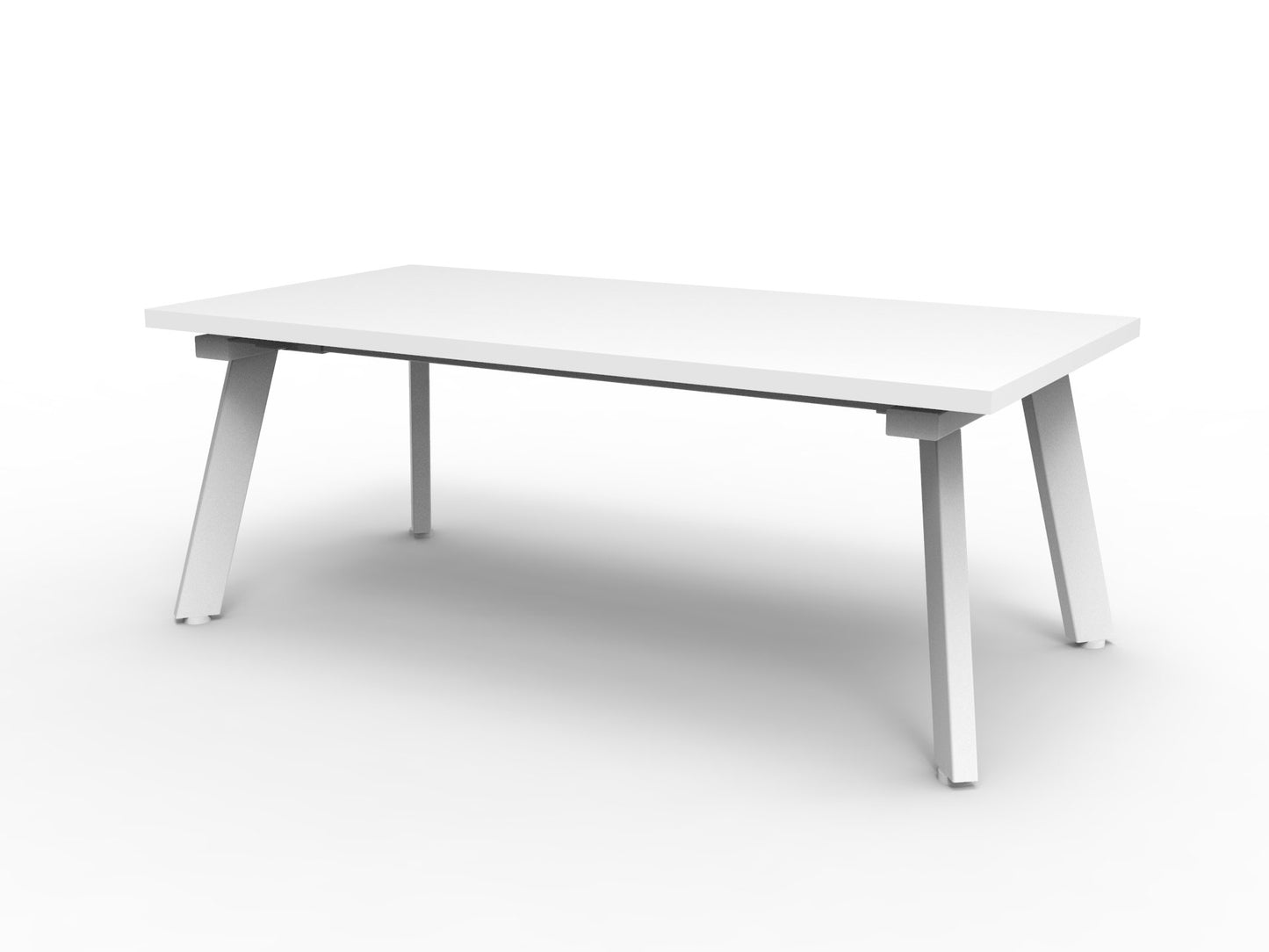 Eternity Rectangular Coffee Table Natural White Top & White Satin Base / 1200mm W x 600mm D x 450mm H product view for office furniture hire