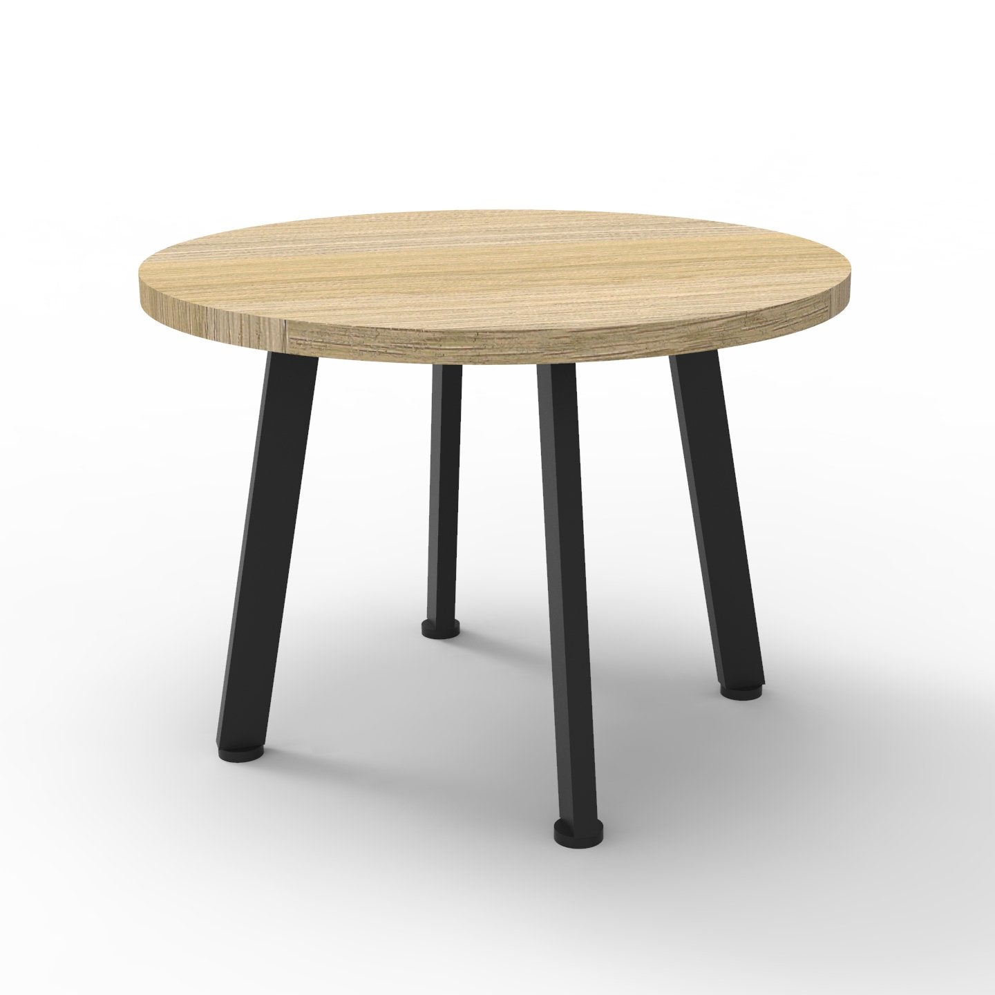 Eternity Round Coffee Table Black P/C / 600mm Dia x 450mm H / Natural Oak product view for office furniture hire